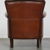 Classic brown sheepskin armchair