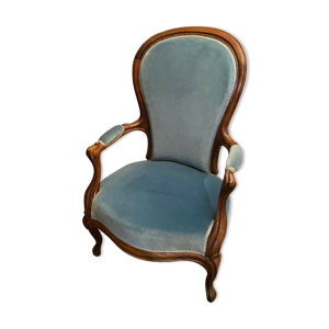 fauteuil XIXe à dossier - bleu