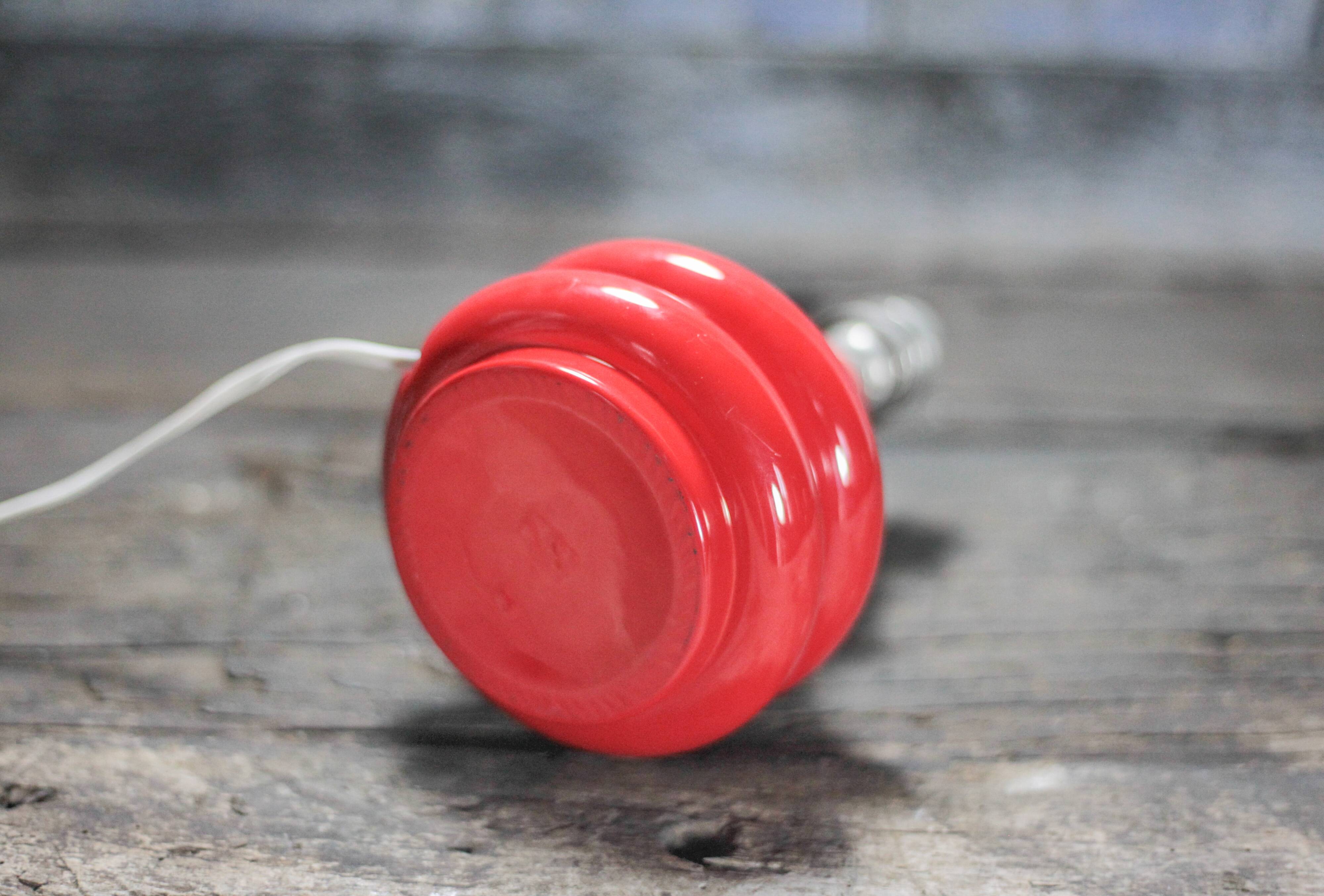Vintage red glass lamp, table lamp, bedside lamp.