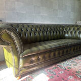 Chesterfield English green 3 seater genuine leather