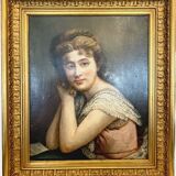 Oil on canvas Portrait of a young woman in bust " XX century