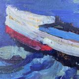 Peinture à l'huile moderniste vintage Paysage abstrait Gerhard Larsson 1960