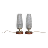Pair of vintage lamps, bedside lamps, oblong glass globe lamps