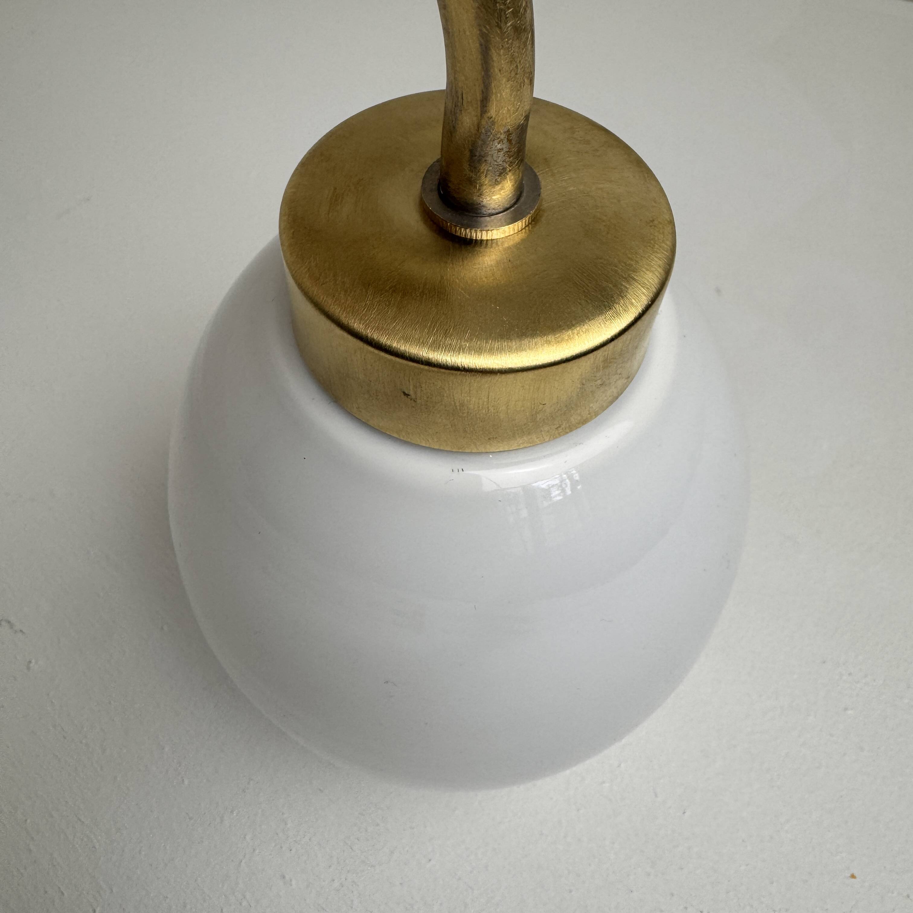 Antique small brass and opaline wall light vintage