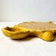 Large mustard yellow ceramic turtle dish, vintage 1950s-1970s.