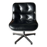 Pollock Knoll black leather armchair, 1980 edition
