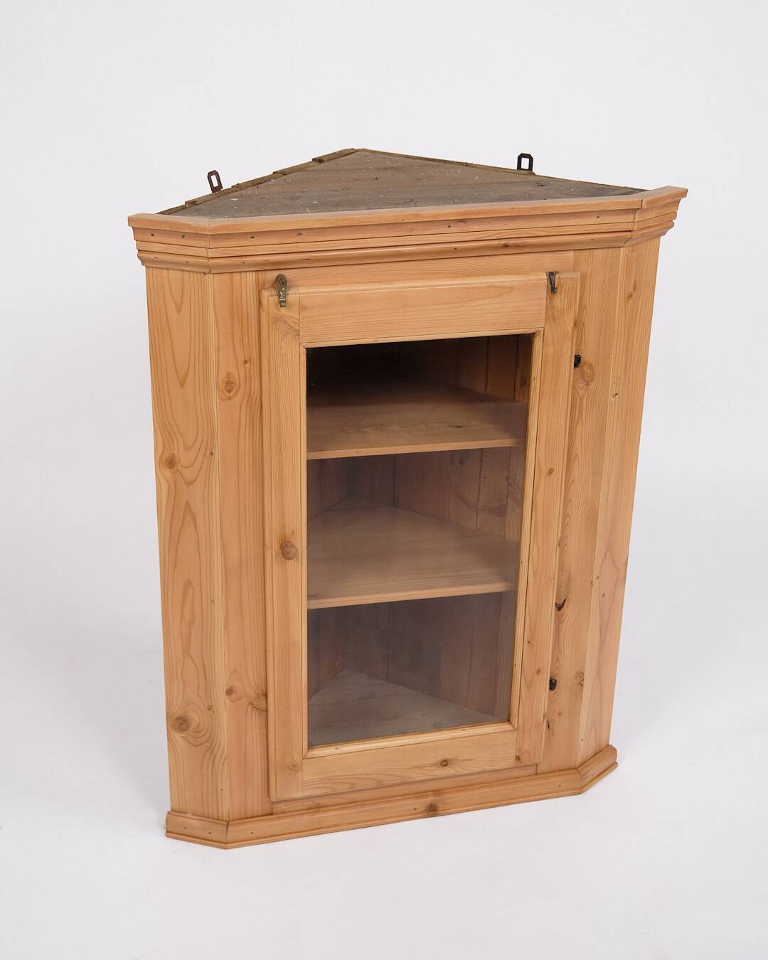 Hanging corner cabinet with glass door - pine - year 1890s