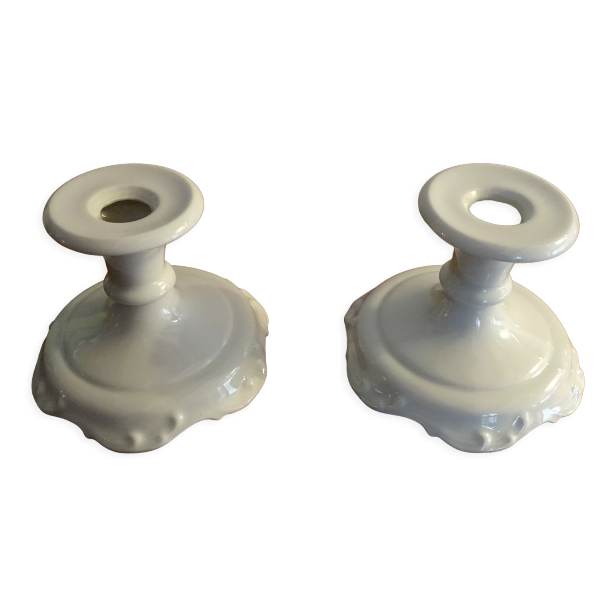 Pair of Limoges porcelain candle holders