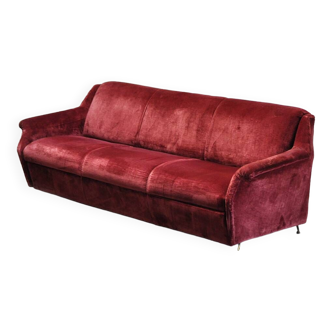 Mid-Century Italian Velvet 3-seater Sofa, 1950's