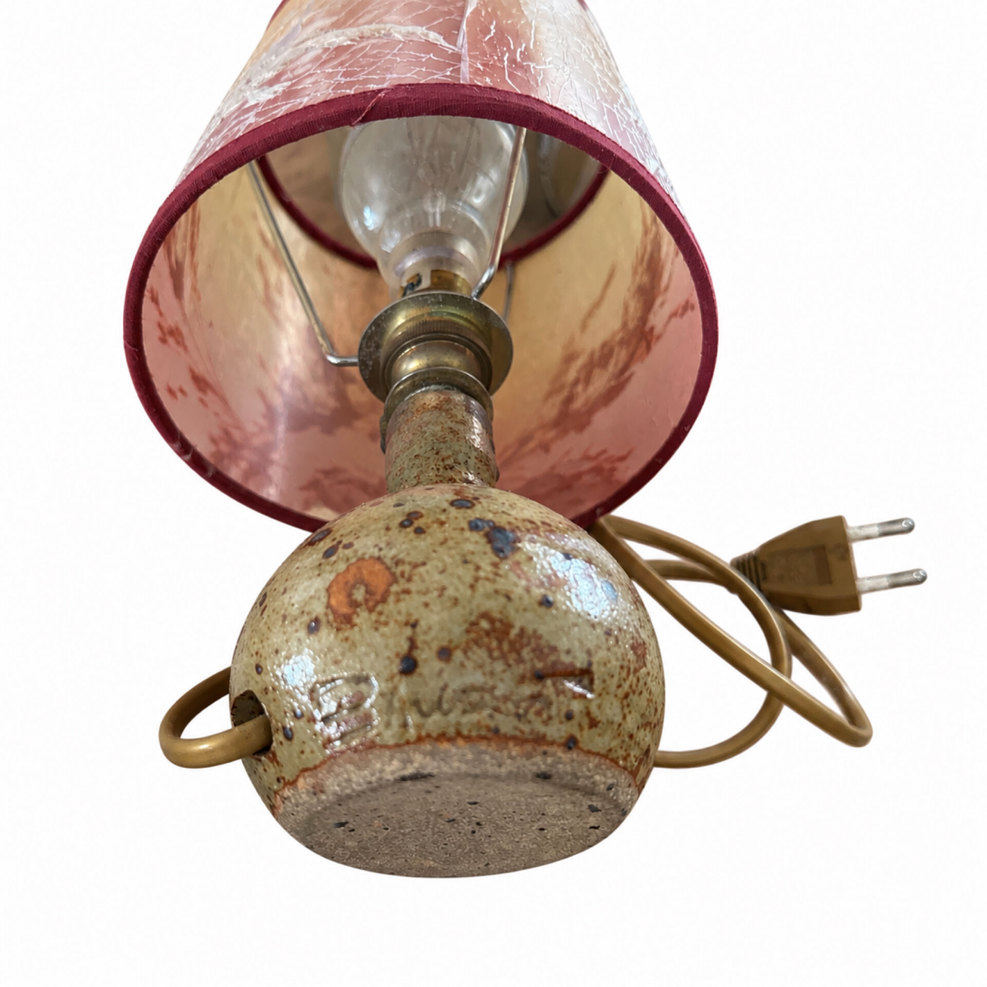 Table lamp in pyrite stone by Guy Baudat, 1970s – Ball base