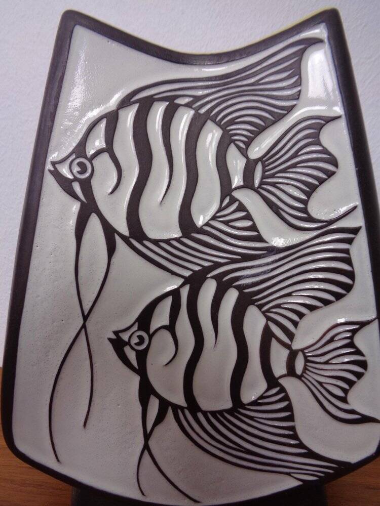 Studio ceramic vase with fishes from Carstens / Goldscheider, 1950s