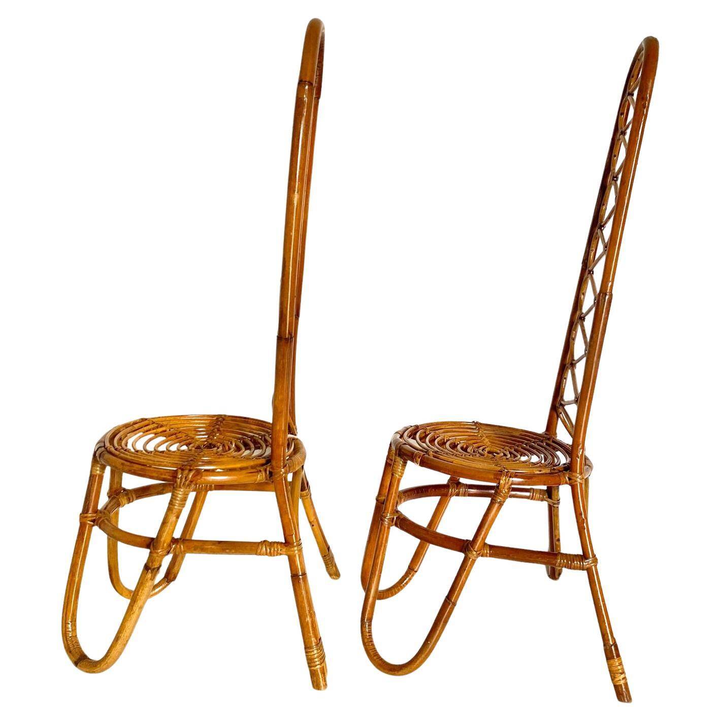 Mid Century Modern Bonacina Bamboo Chairs, set of two, Italy 1960s