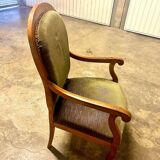 Authentique fauteuil Voltaire Louis-Philippe en noyer massif