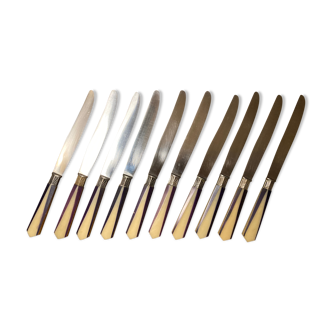 Lot of 10 two-tone art deco knives