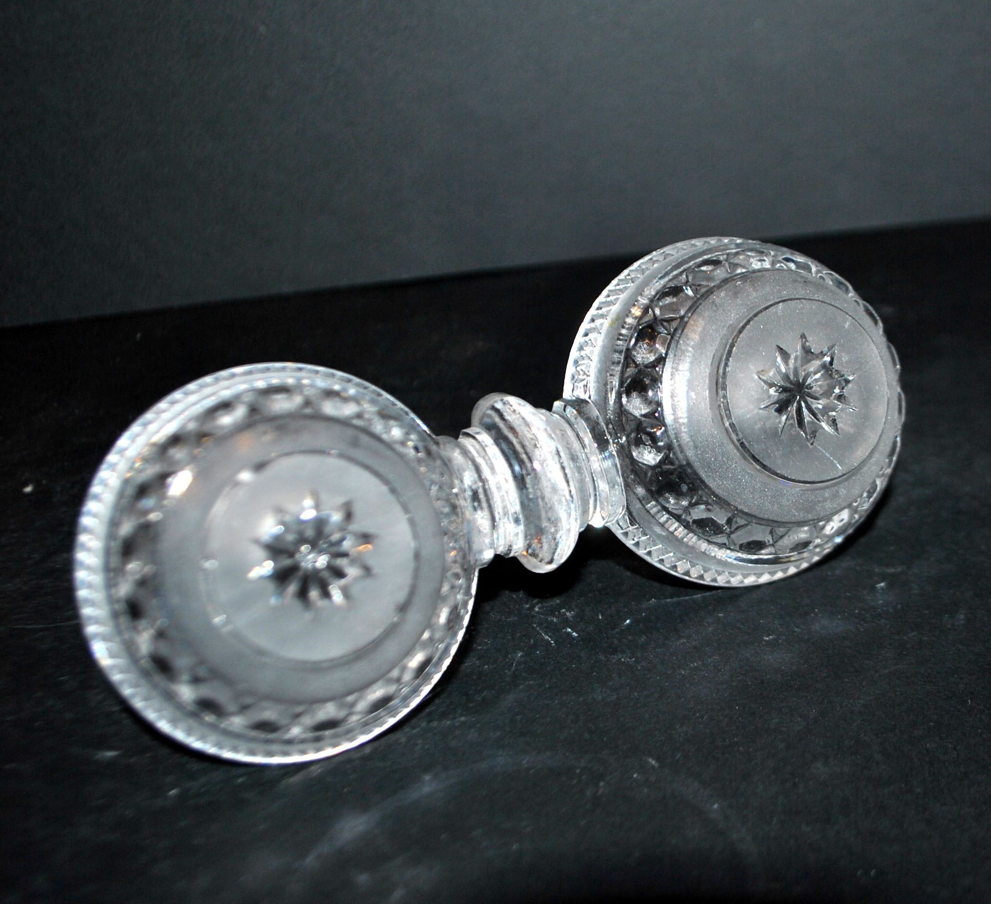 Antique Baccarat double crystal salt cellar, signed