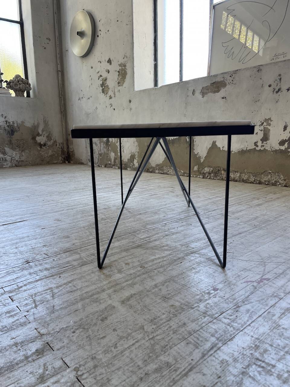 50s coffee table in metal and marble