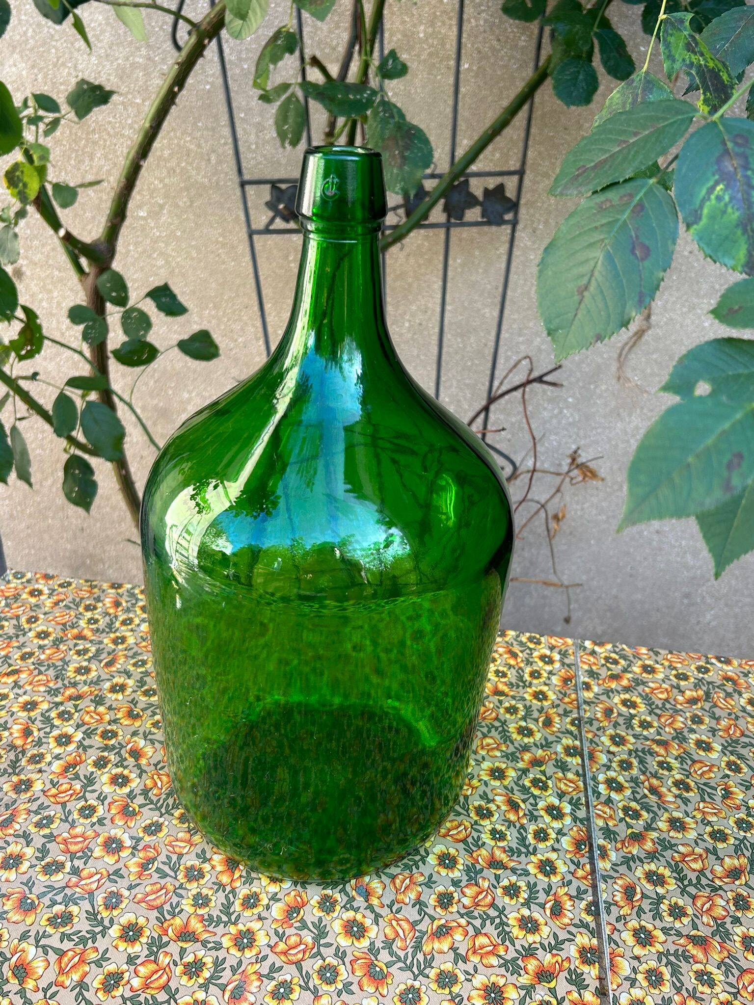 5L green glass demijohn – Vintage / Decorative
