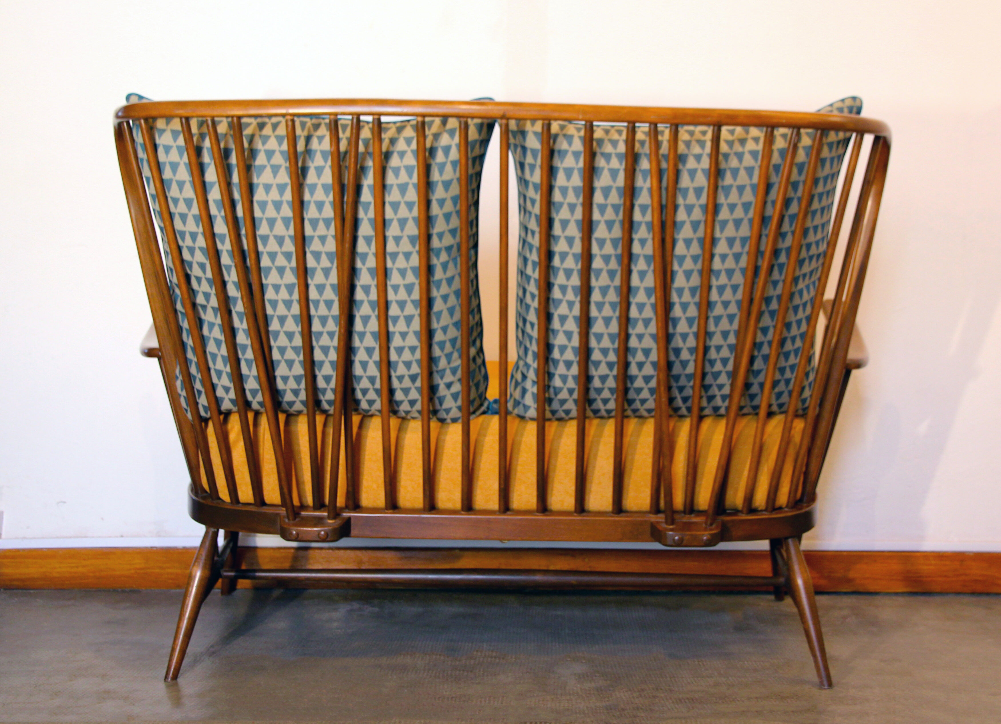 Ercol Springtime mustard yellow sofa