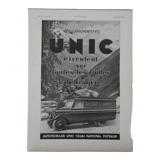 Publicité camionnettes UNIC  livraison avec pub Galeries Lafayette 1931
