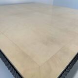 Italian Art Deco Style Square Parchment and Black Lacquer Table, 1980s