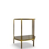 Table d'appoint italienne demi-hexagonale en laiton des années 1970.