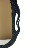 Midcentury wavy "Art Nouveau" leather wrapped mirror