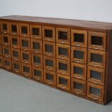 Vintage Dutch Beech Haberdashery Shop Cabinet / Vitrine, 1950s