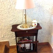 Magazine holder in varnished wood / vintage 60s