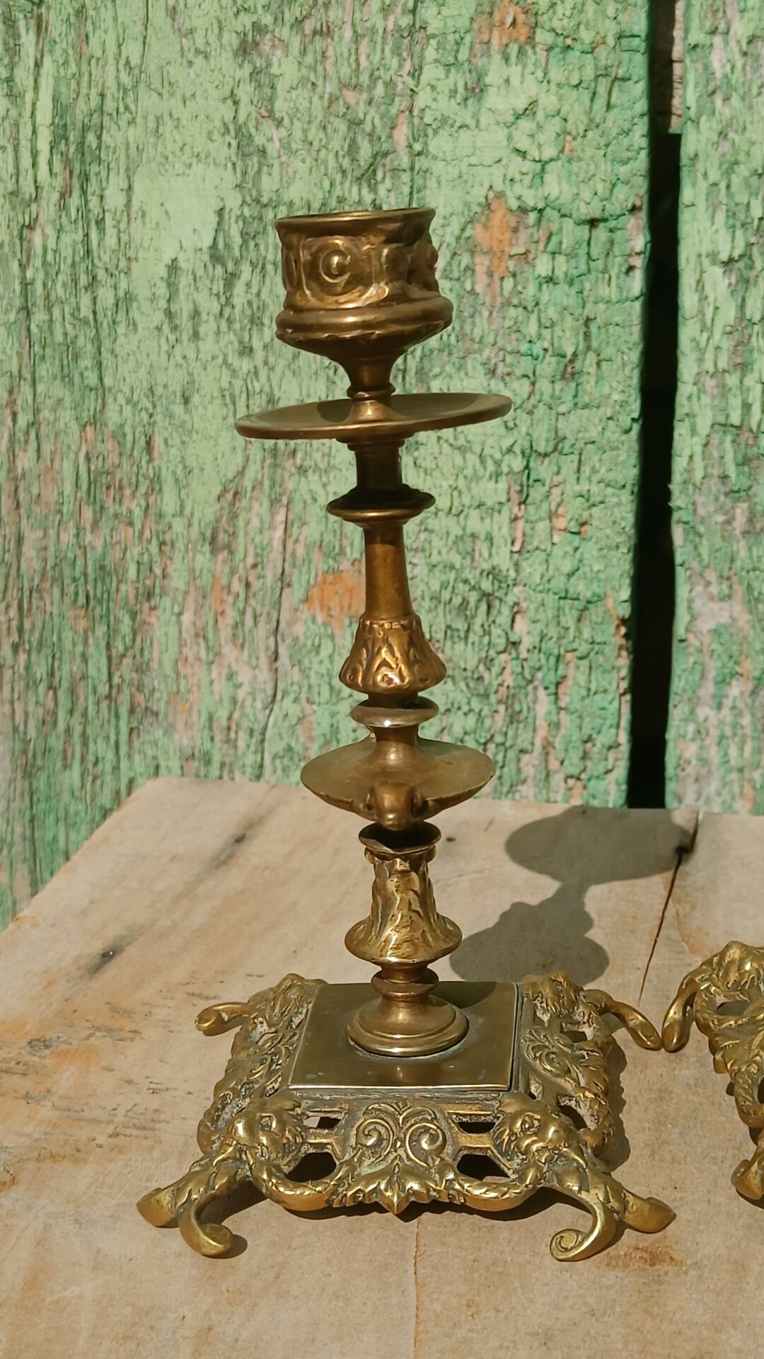 Pair of antique brass candlesticks – Napoleon III style