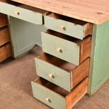 Industrial old desk workbench light green