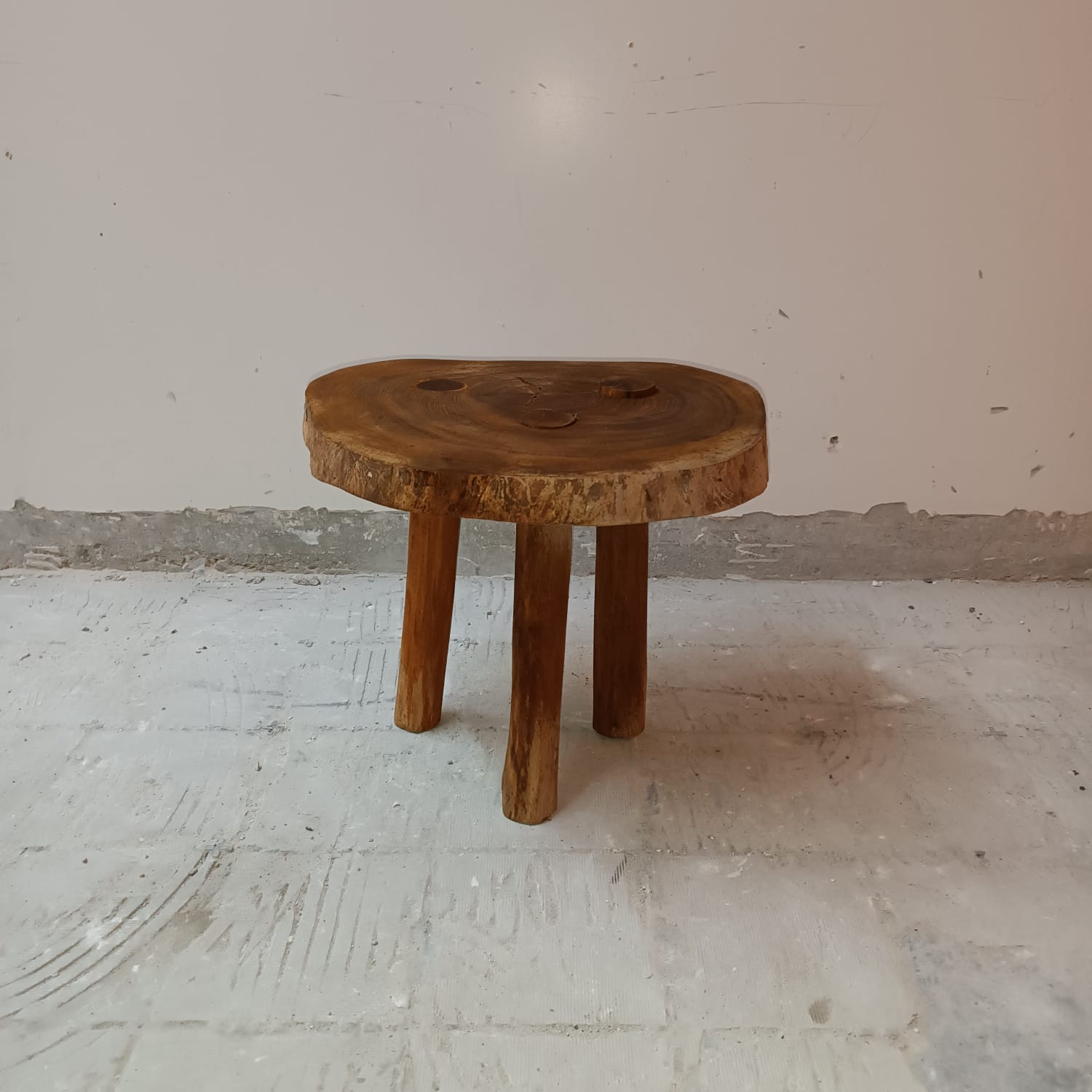 Brutalist solid wood stool
