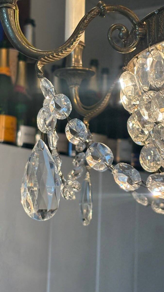 Lustre à pampilles de Style Empire