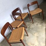 Set of 4 teak chairs Niels O.Moller