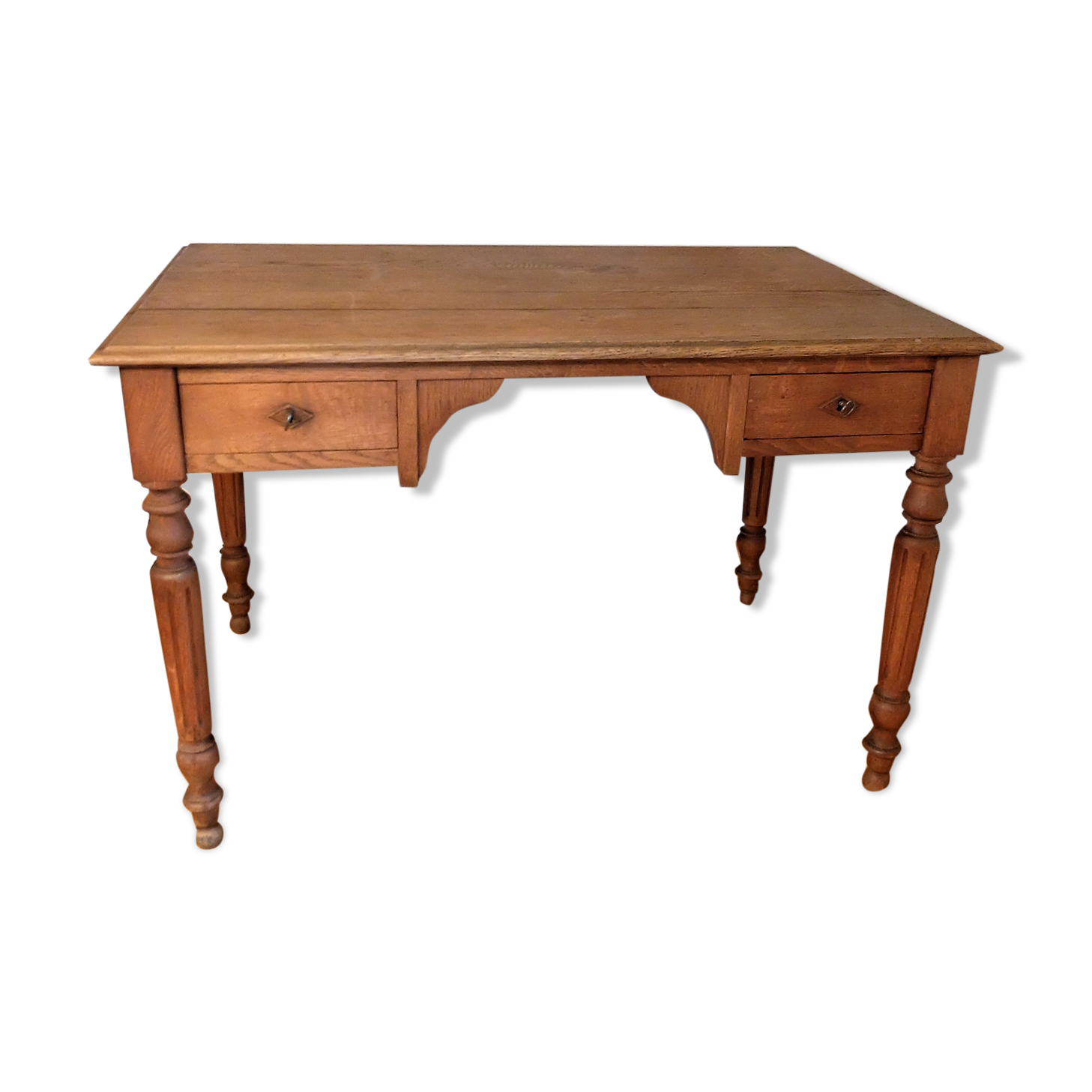 Bureau en chêne à deux tiroirs années 30