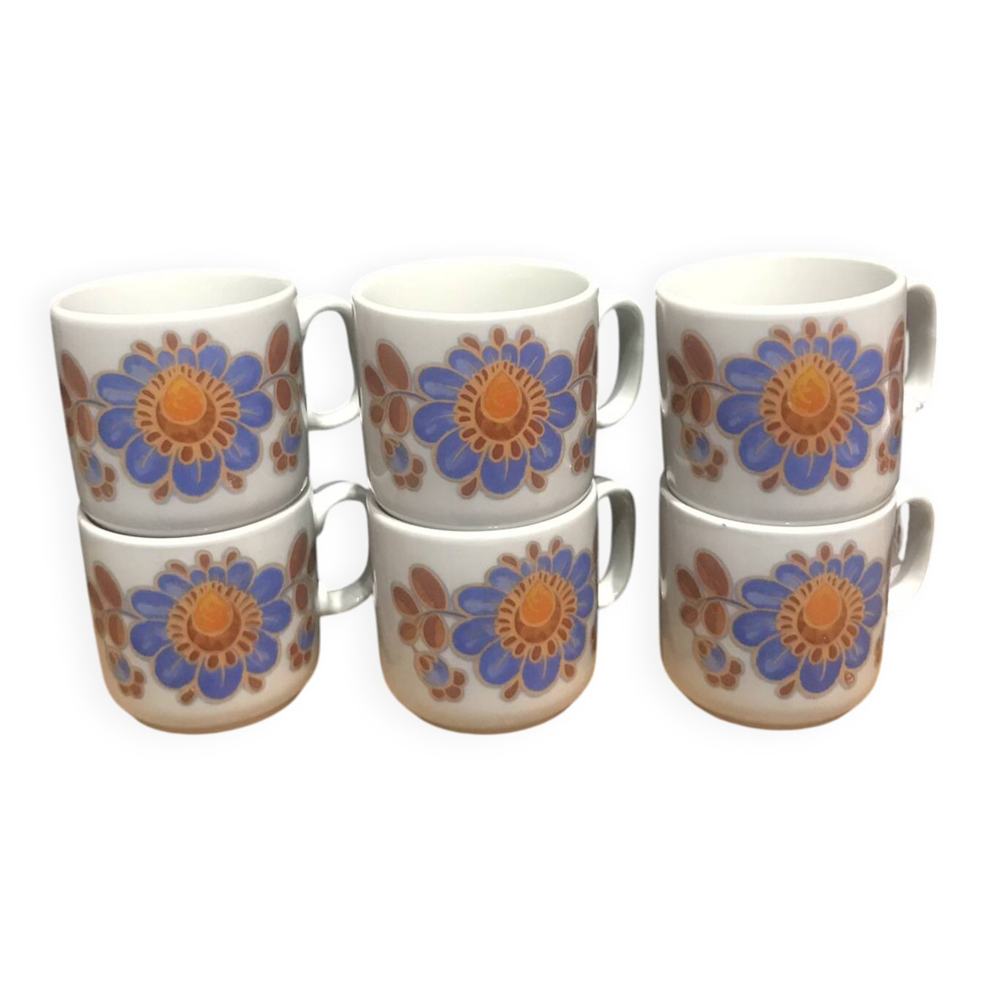 6 vintage coffee cups from the 70s, Monopoli porcelain