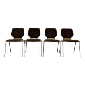 Modern Dining Chairs in the style of Carlo Ratti, 1970s, Set of 4