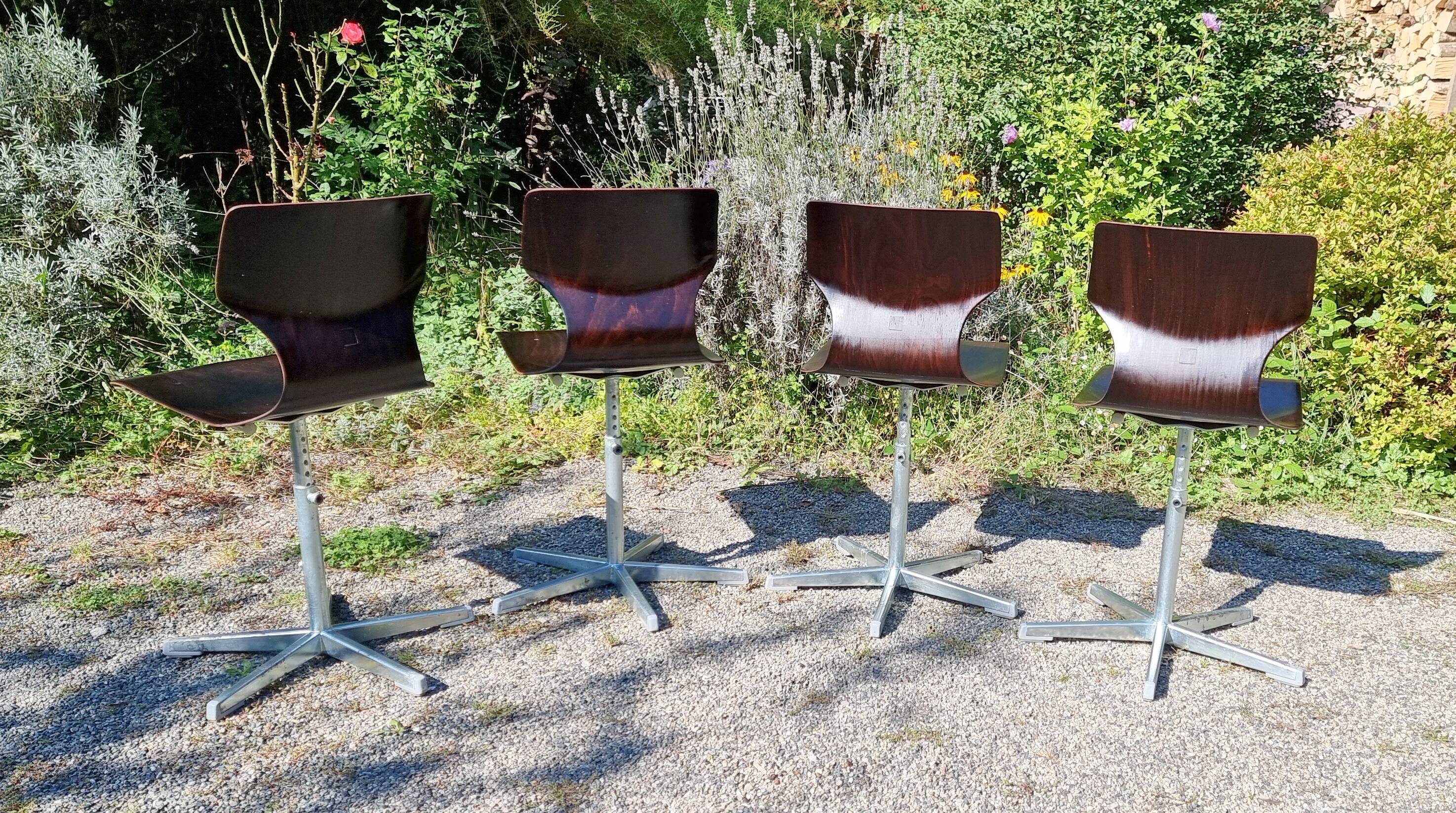 4 Pagwood Pagholz Flototo chairs from the 70s