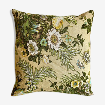 Cotton cushion printed green and beige ☐ 40 cm