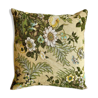 Coussin en coton imprimé vert et beige - 40 cm