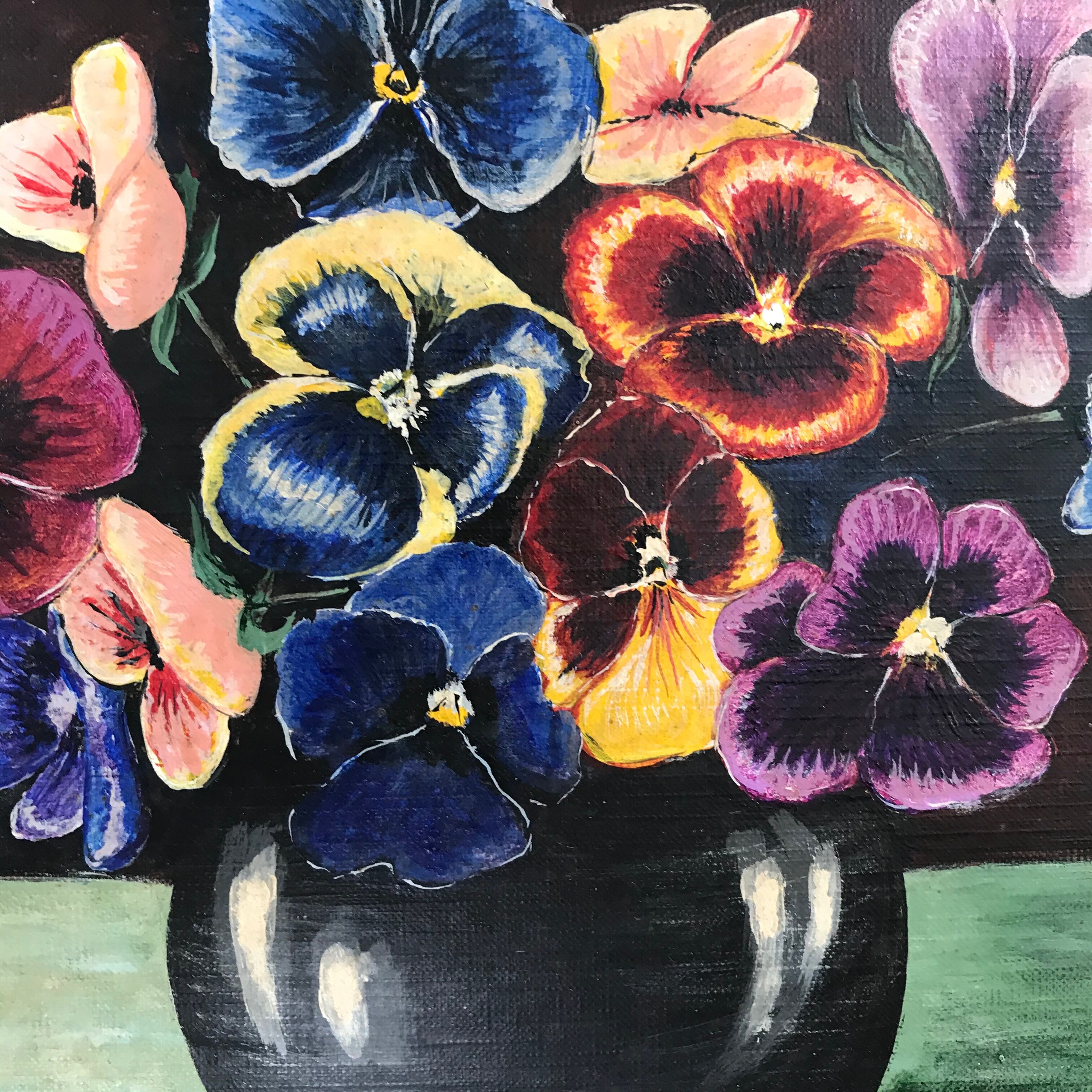 Peinture bouquet de pensées