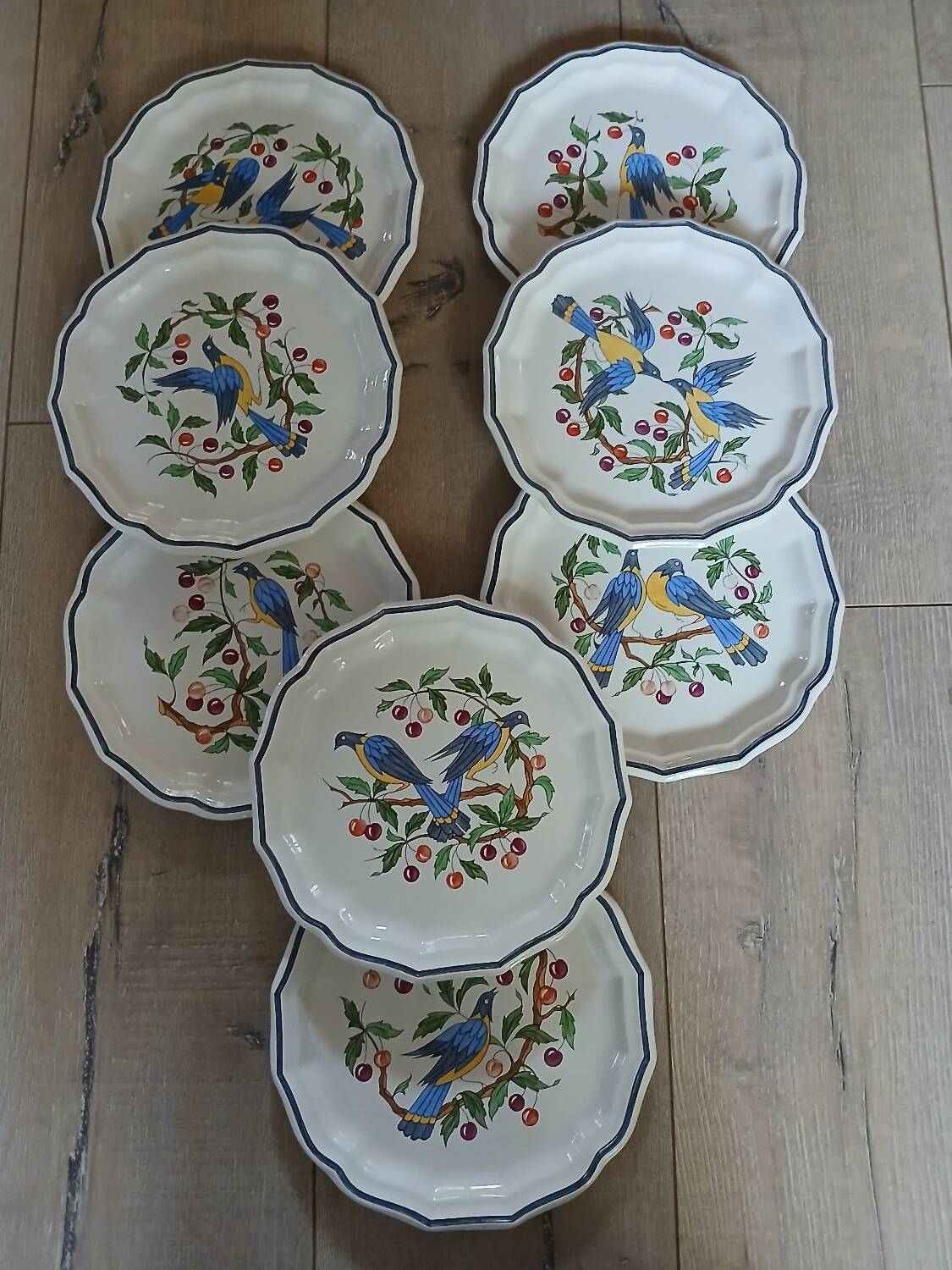 8 antique Salins dessert plates