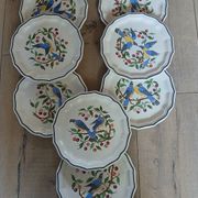 8 antique Salins dessert plates