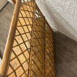 Vintage wicker rattan bookcase shelf