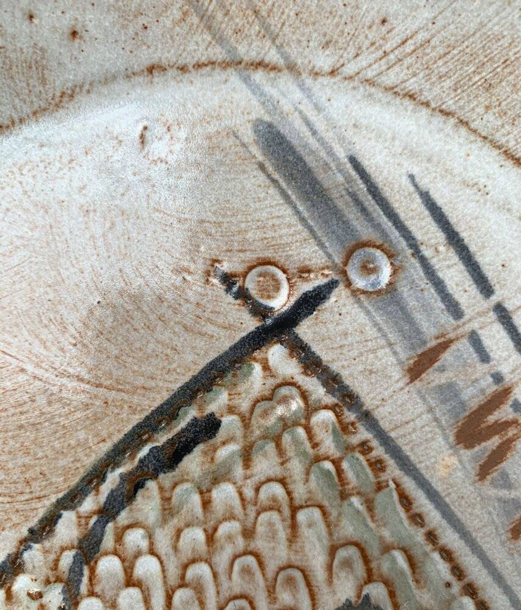 Large German ceramic plate with fish from the mid-century.