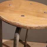 High workshop stool in wood and metal