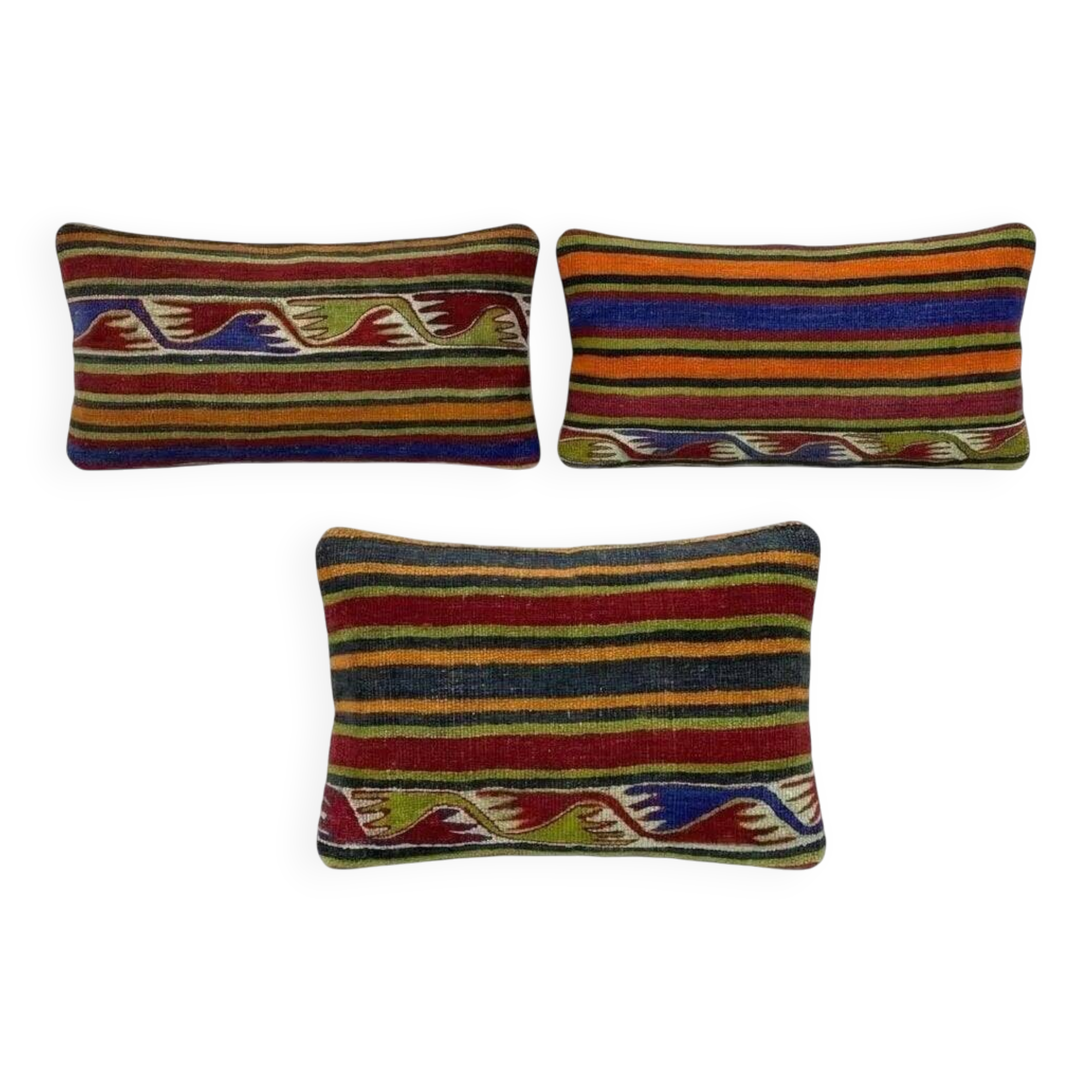 Set of 2 vintage kilim cushion covers 28x58 cm