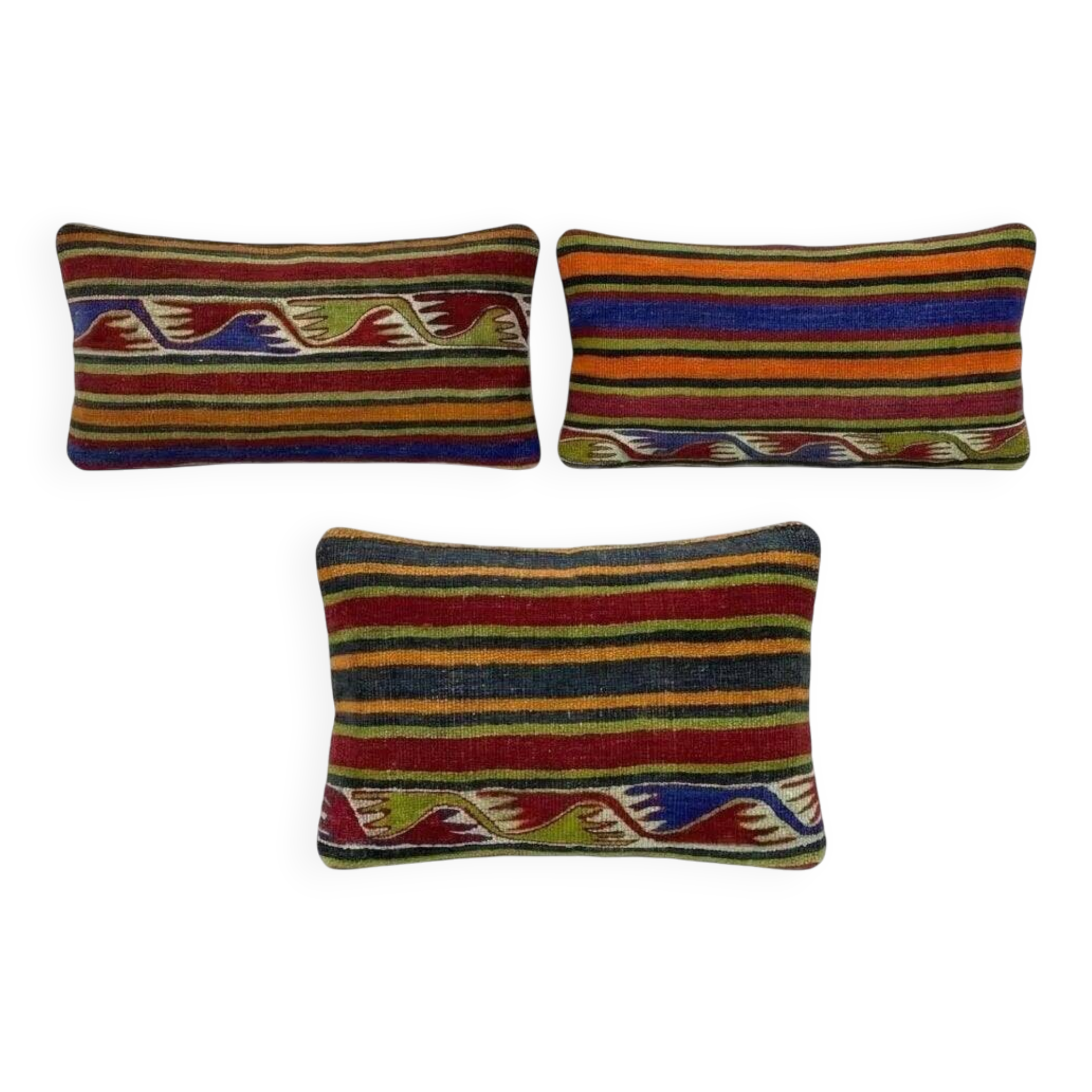 Set of 2 vintage kilim cushion covers 28x58 cm