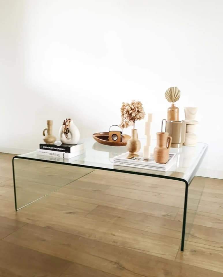 Square molded glass coffee table