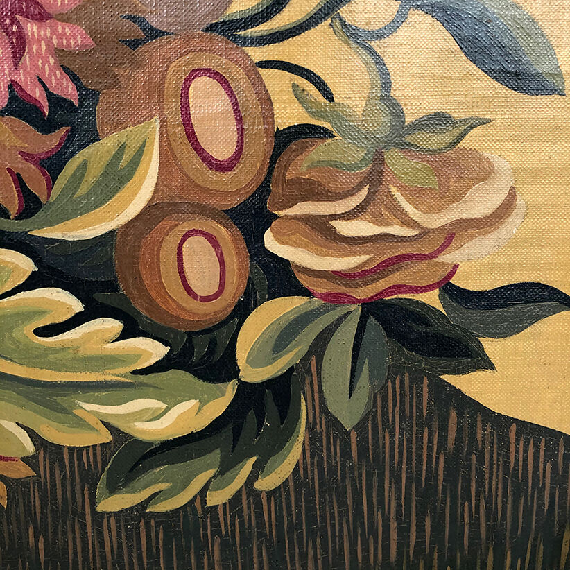 Aubusson tapestry cardboard. Bouquet of Louis XIII-style flowers