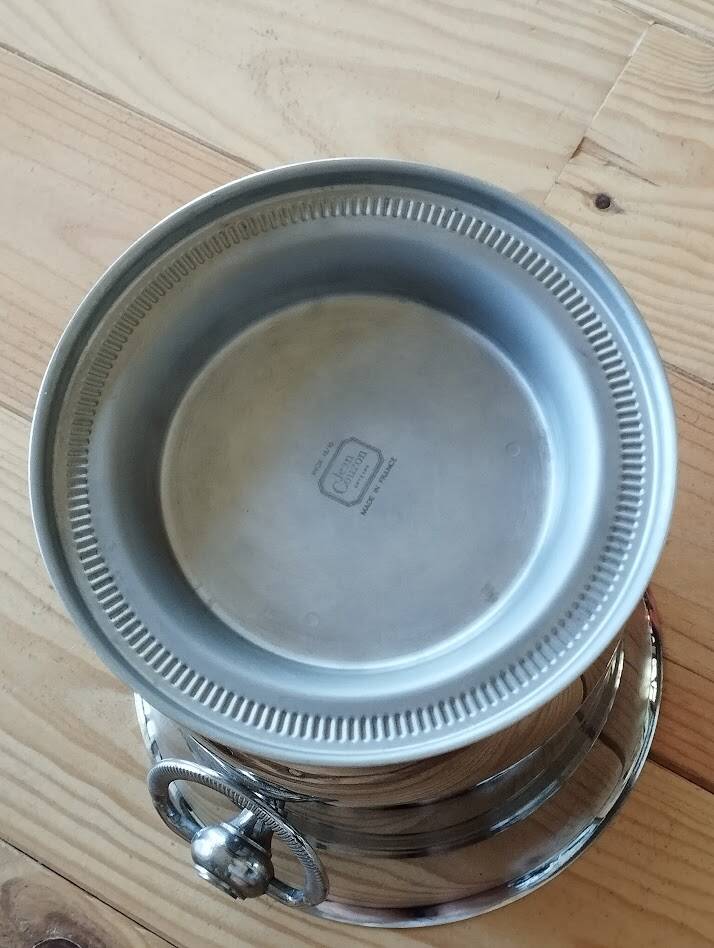 Champagne bucket with pedestal in 18/10 stainless steel – Jean Couzon, France 1970